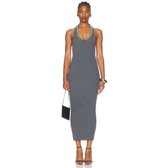 Stella McCartney Falabella Chain Dress in Dark Grey Melange M - Picture 1 of 4